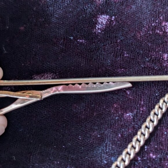Classic Vintage HICKOK Tie Bar Clip - 10K Gold Plated with Chain, Excellent Gift - Picture 8 of 16